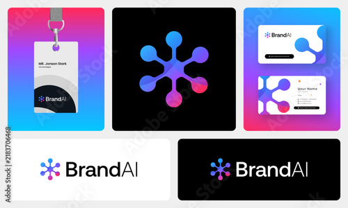 Modern Futuristic SaaS Technology Logo Design Featuring Colorful Gradient Symbols and Digital Innovation  Brand Identity.