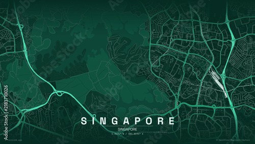 Canvas Print Singapore emerald map