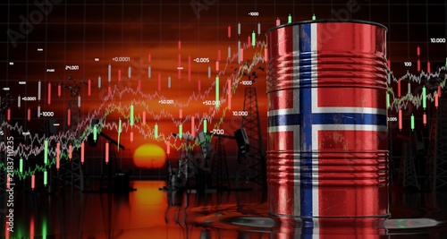 Norway - oil barrel price concept - 3D illustration