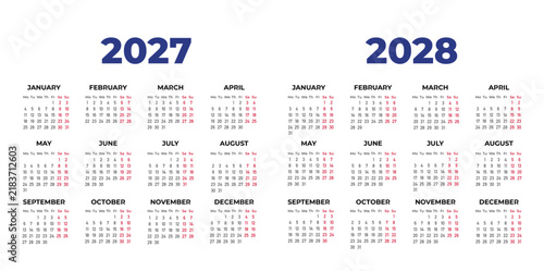 Fotografía calendar 2027 2028