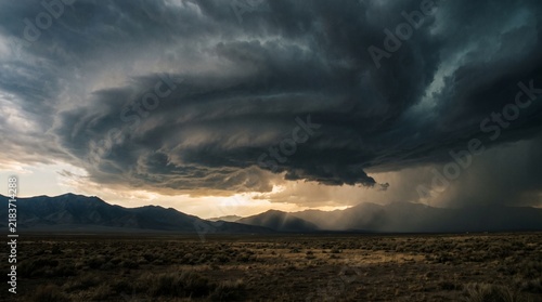 Dramatic Storm Cloud Over Mountains – Dark Atmospheric Landscape Background