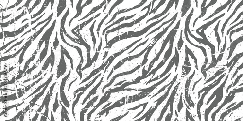 Vintage distressed zebra animal skin pattern with rustic safari stripes texture vector illustration background.