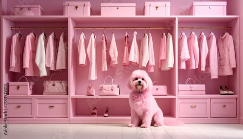 Obraz na płótnie ピンク 部屋 インテリア 犬
