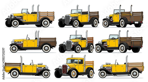 Vintage Yellow Pickup Trucks Collection: Retro Hot Rods & Classic Designs