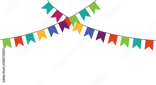 Colorful party bunting flags vector illustration for birthday celebration and festival decoration.