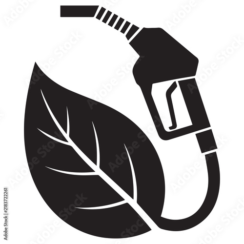 Biofuel green energy fuel pump nozzle leaf icon vector illustration