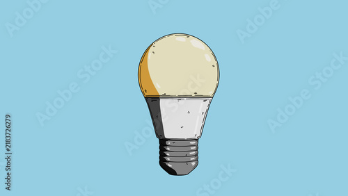 LED Light Bulb Illustration Isolated on Blue Background
