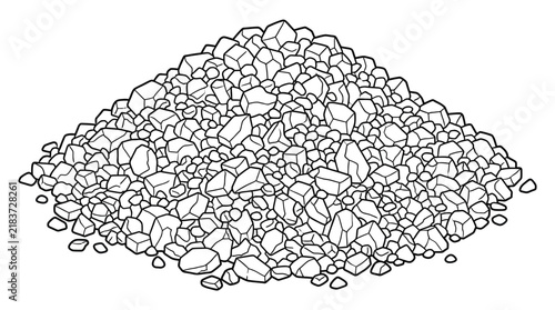 Minimalist Line Art Illustration of a Pile of Rocks and Pebbles for Coloring Book