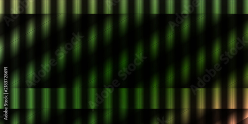 Abstract green geometric light pattern on dark background