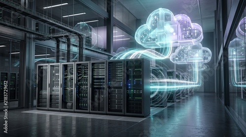 Server Infrastructure Cloud Computing Visualization Generative AI