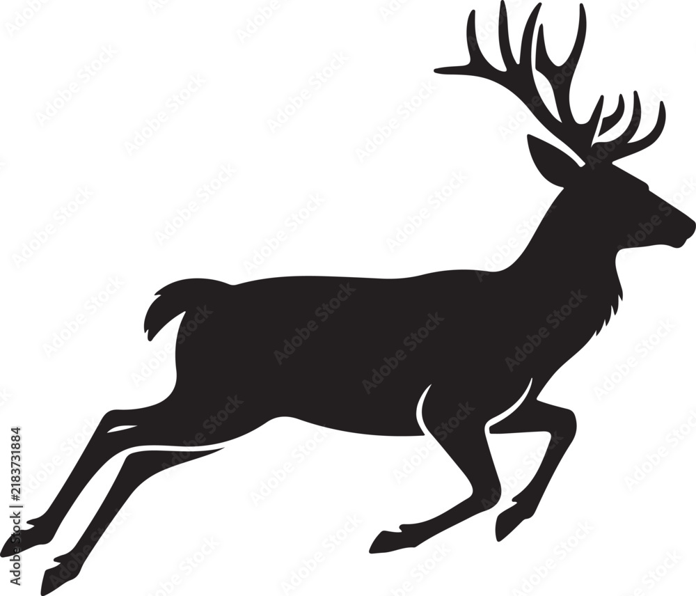 Fototapeta premium Running Deer Silhouette Vector