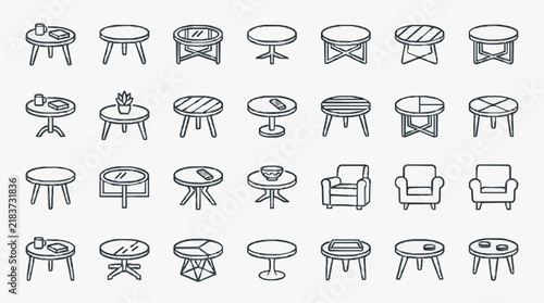 Elegant Collection of Small Round Tables and Armchairs for Interior Design Concepts