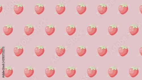 Cute strawberry fruit pattern background with infinite loop