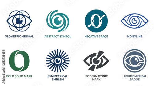 Geometric eye icons for vision and digital security.