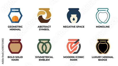 Pottery jar and ceramic vase logo marks.