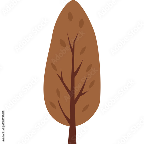Autumn Tree Flat Vector Illustration