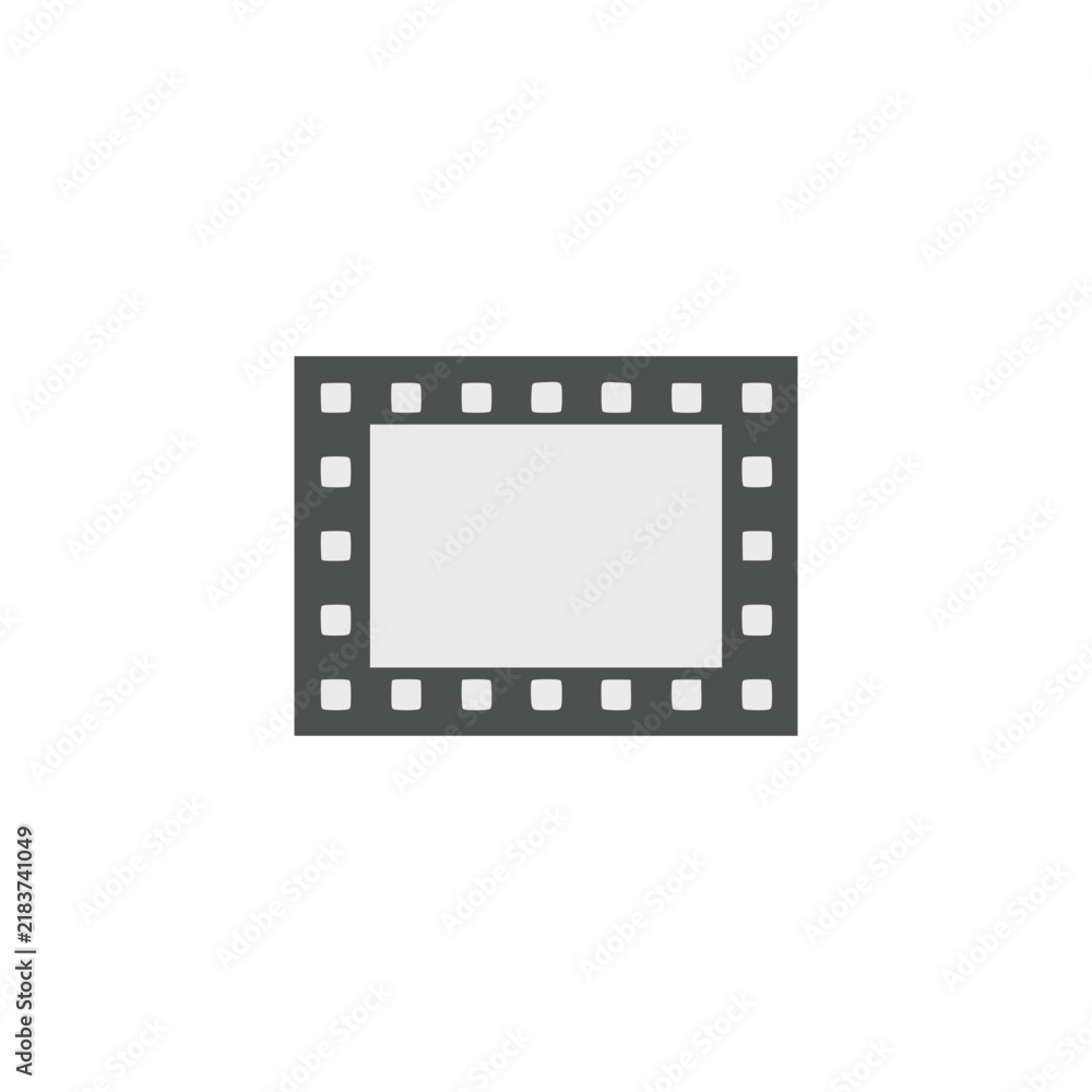Fototapeta premium Minimalist Flat Vector Icon of a Movie Film Strip Frame for Cinema and Photography Design