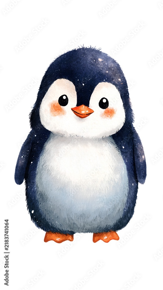 Fototapeta premium Cute Baby Penguin Illustration for Kids and Winter Theme