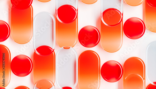 Abstract futuristic technology background with orange glass gradient shapes.