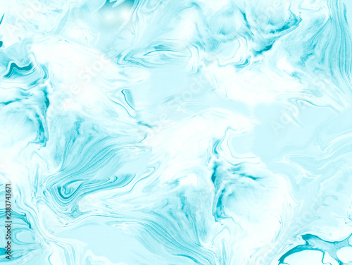 Abstract fluid art background in icy blue and white tones
