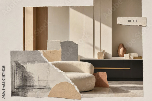 Quiet Luxury Modern Minimalist Interior Mixed Media Collage
