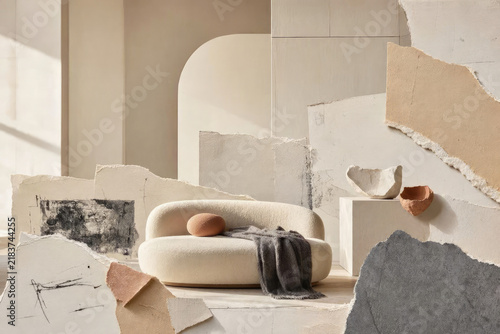 Quiet Luxury Modern Minimalist Interior Mixed Media Collage