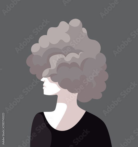 man with mental fog and a cloud-shaped head