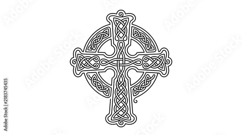Obraz na płótnie Intricate Celtic cross with traditional knotwork patterns.
