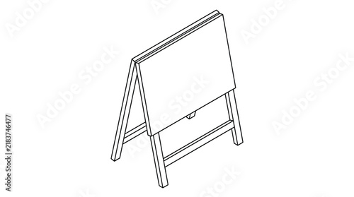 Isometric Outline of Blank A-Frame Sandwich Board Sign for Retail and Advertising Mockup