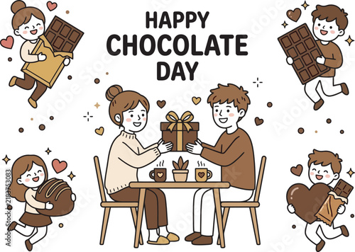 Chocolate Day Couple Celebration with Chocolate Gifts and Sweet Treats