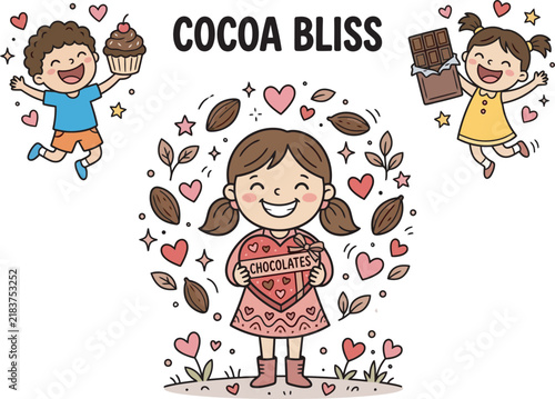Cocoa Bliss Chocolate Celebration with Happy Children and Sweet Treats