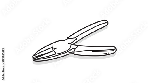 Hand tool pliers line art vector icon.