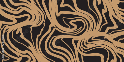 Abstract Wavy Topographic Lines Background in Beige and Black
