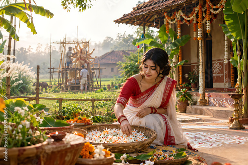 Agomoni Durga Puja Preparation in Rural Bengal
