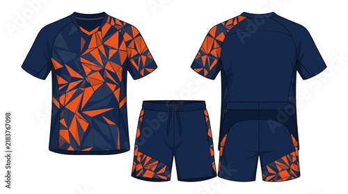 Sports uniform set with geometric pattern