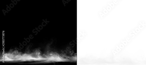 Foto Atmospheric white fog and smoke rising from floor on black background
