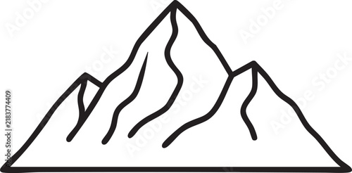 Mountain range peak outline icon for outdoor adventure activities