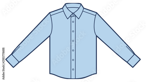 Formal Shirt Vector Icon, Precise Technical Drawing with Two-Tone Colors and Bold Outlines