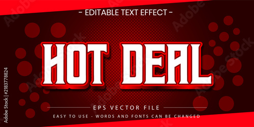 hot deal promo red 3d text effect vector editable