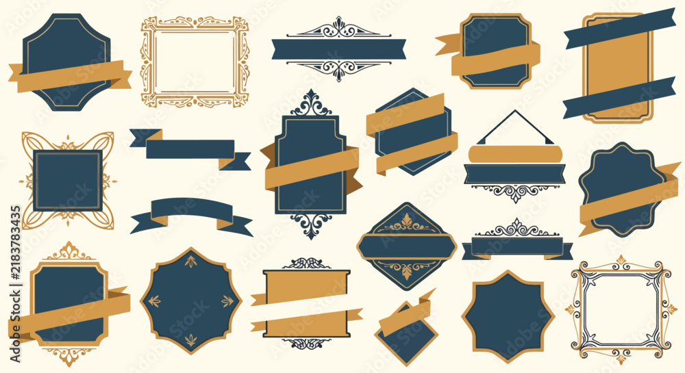 Fototapeta premium Geometric origami paper crane shapes in blue and orange.