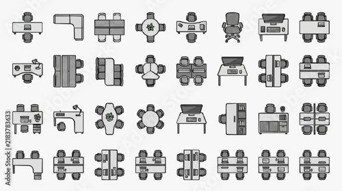 Comprehensive Collection of Office Furniture Layouts and Setups for Workspace Planning