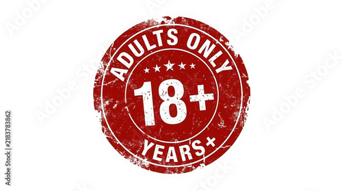 Red vintage number eighteen badge or sticker