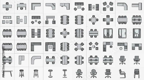 Comprehensive Office Furniture Layouts and Individual Pieces Collection