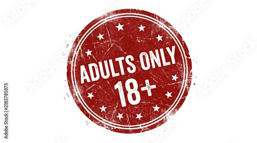 Adults only 18 plus red stamp isolated