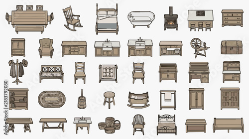 Vintage Inspired Furniture and Home Accessories Line Art Collection