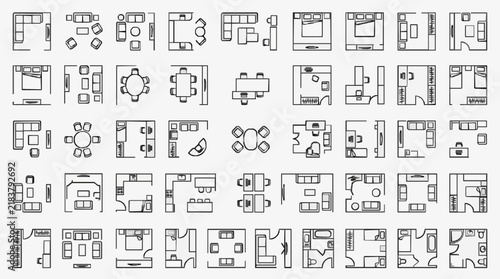 Diverse Room Layouts and Furniture Arrangement Floor Plans for Interior Design Projects