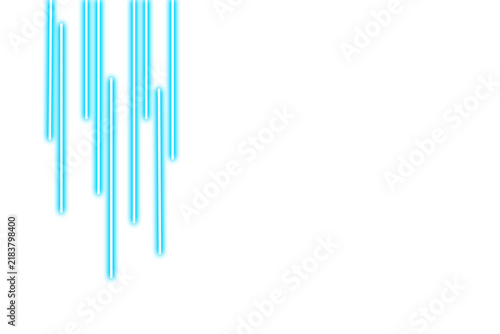 Cyan Blue Glowing Neon Vertical Lines Abstract Rain Effect Isolated on Transparent Background