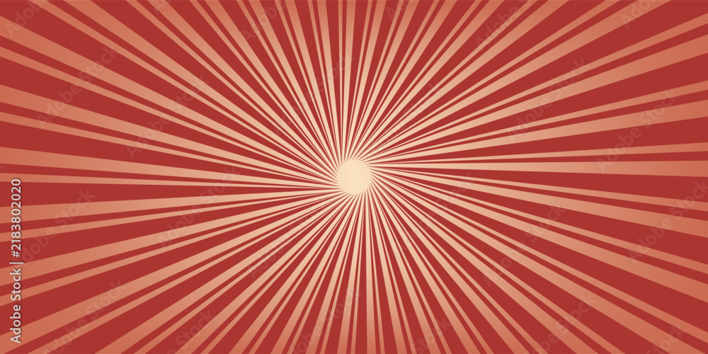 Fototapeta premium Circus vintage tent background. Retro sun rays pattern. Vintage starburst poster. Star burst radial lines texture. Red stripes. Circus, carnival, summer fair backdrop. Vector illustration.