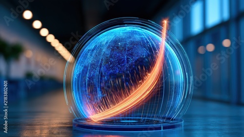 A high-resolution digital hologram depicting global bond market yields with futuristic and technological visual elements, ideal for finance and technology contexts.