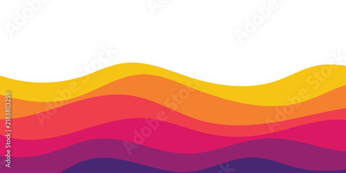 Vibrant yellow, orange, magenta and purple layered smooth wave banner background